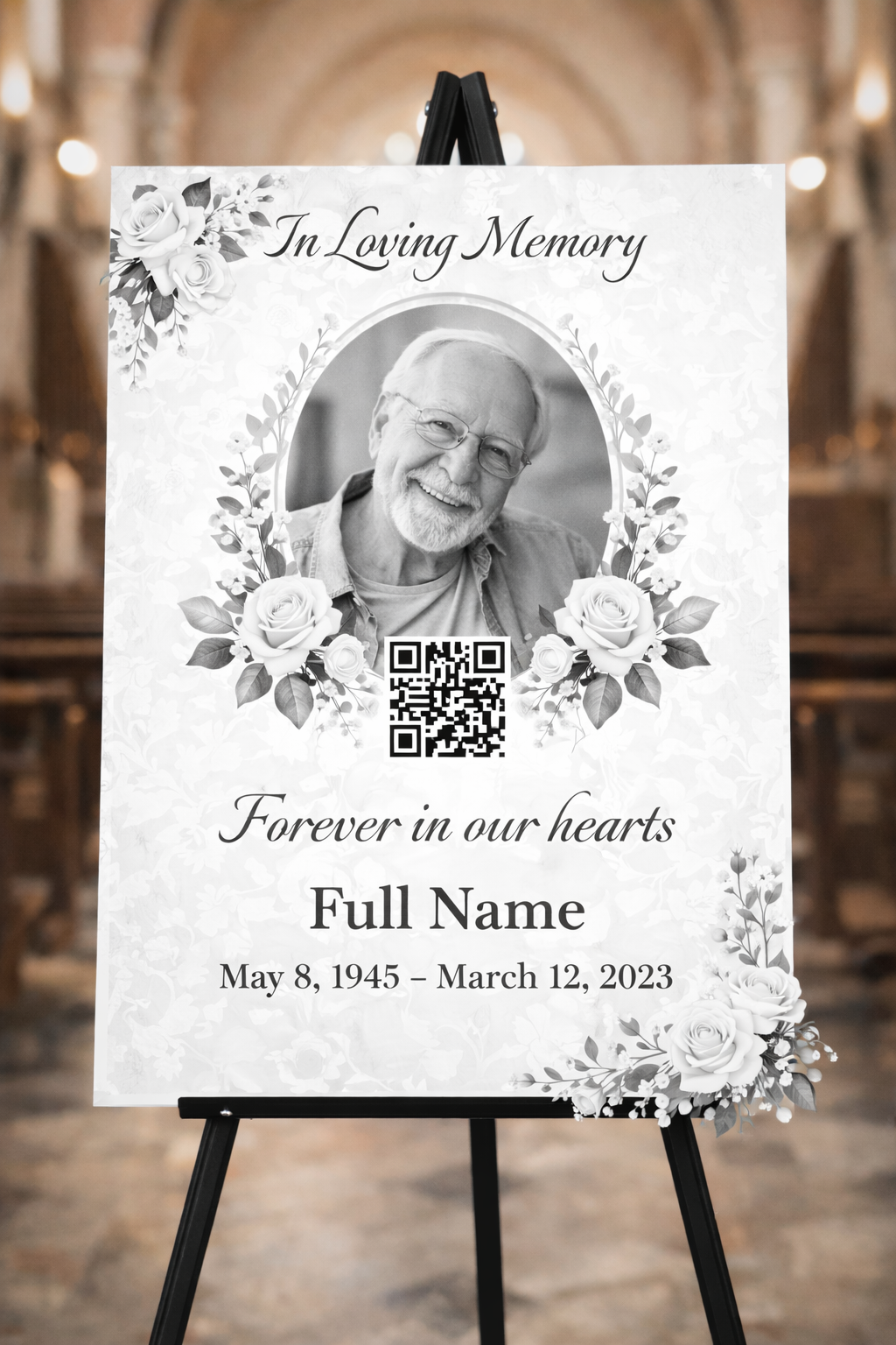 Foto ceremonial con QR en caballete